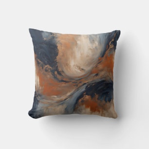 Coussin Marbre bleu orange clair tourbillonnant