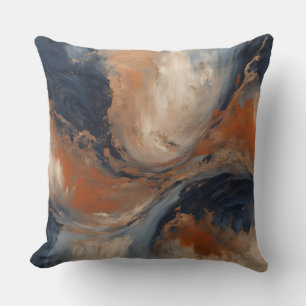 Coussin Marbre bleu orange clair tourbillonnant