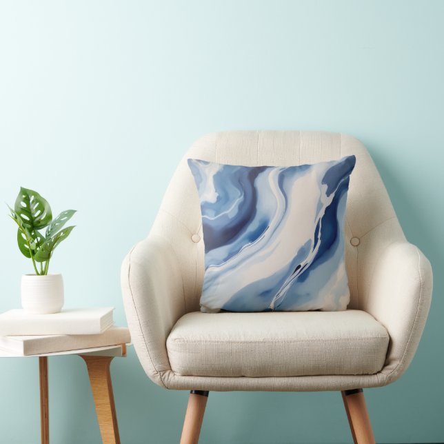 Coussin Marbre Bleu Profond (Chaise)