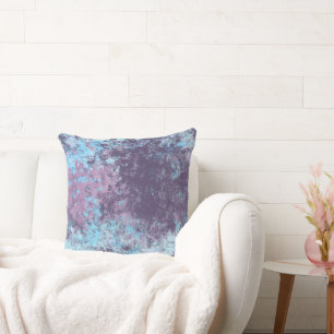 Coussin Marbre bleu, rose et violet Abstrait