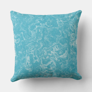 Coussin Marbre bleu turquoise et blanc abstrait