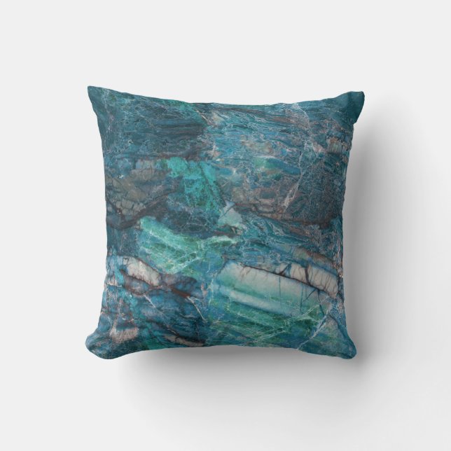 Coussin Marbre bleu Turquoise Pierre Rocher Granit (Recto)