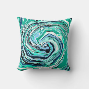 Coussin Marbre bleu, Turquoise, turquoise et blanc