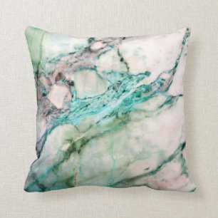 Coussin Marbre bleu vert de menthe de blanc de turquoise
