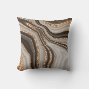 Coussin Marbre Brown Gold Design Vintage