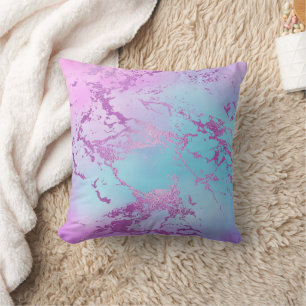 Coussin Marbre chic Glam violet violet violet bleu Ombre