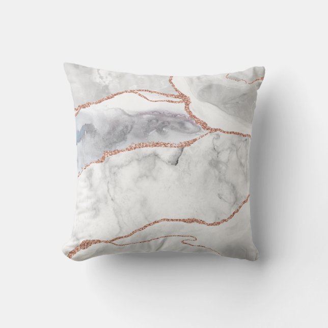 Coussin Marbre d'agate doré rose blanc de luxe (Recto)
