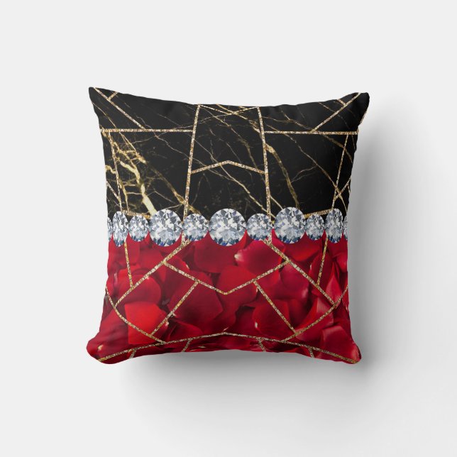 Coussin Marbre d'argent blanc Rose Parties scintillant noi (Recto)