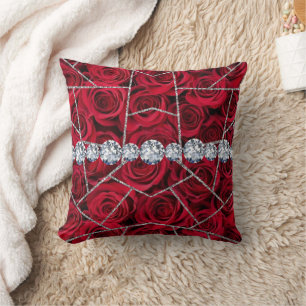 Coussin Marbre d'argent blanc Rose Parties scintillant noi