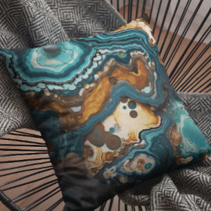 Coussin Marbre de Geode Look en Pierre Turquoise