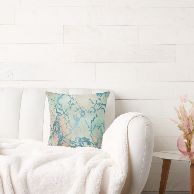 Coussin Marbre de luxe | Belle veine Turquoise jaune et co (Canapé)
