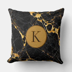 Coussin Marbre de luxe Noir Or Nero Portoro Design