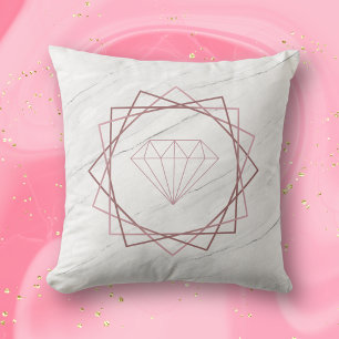 Coussin Marbre diamant géométrique rose or