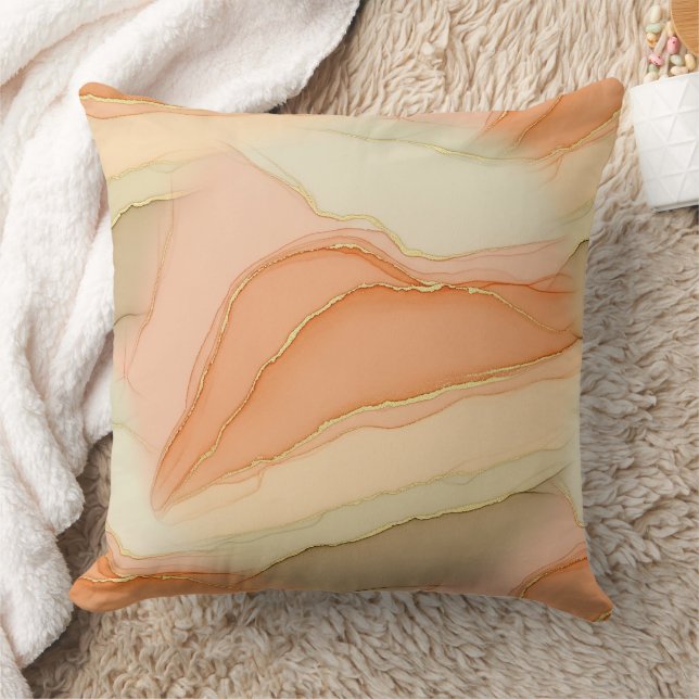 Coussin Marbre Doré Abstrait Chaud Neutre Organique (Couverture)