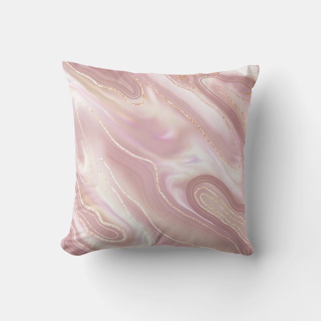 Coussin Marbre élégant : texture or rose (Recto)