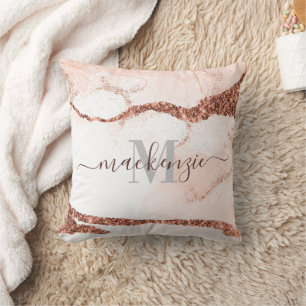 Coussin Marbre et Parties scintillant or rose