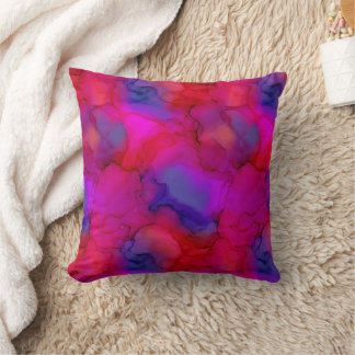 Coussin Marbre fluide néon magenta rose bleu violet