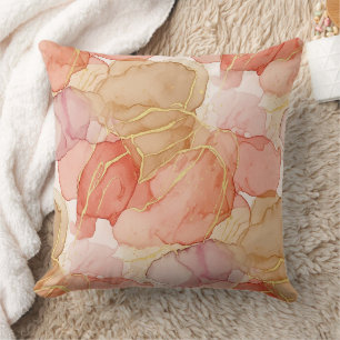 Coussin Marbre fluide Sienne Taupe Or Elégant