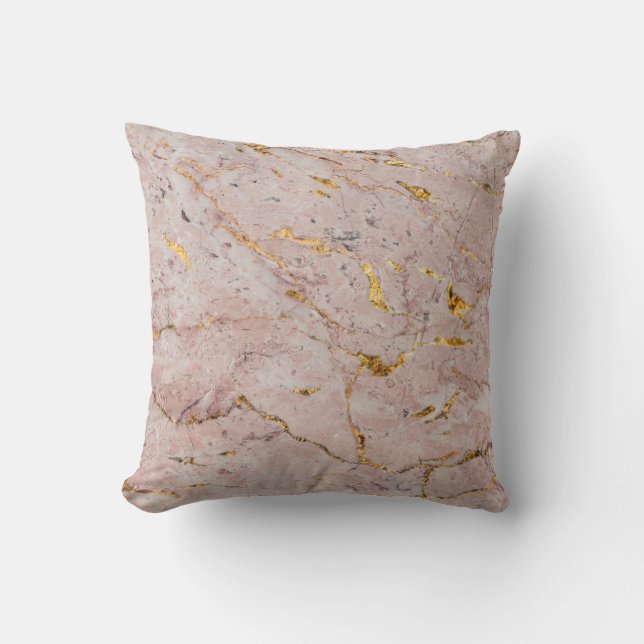 Coussin Marbre Golden Rose Texture Jeu d'oreiller (Recto)