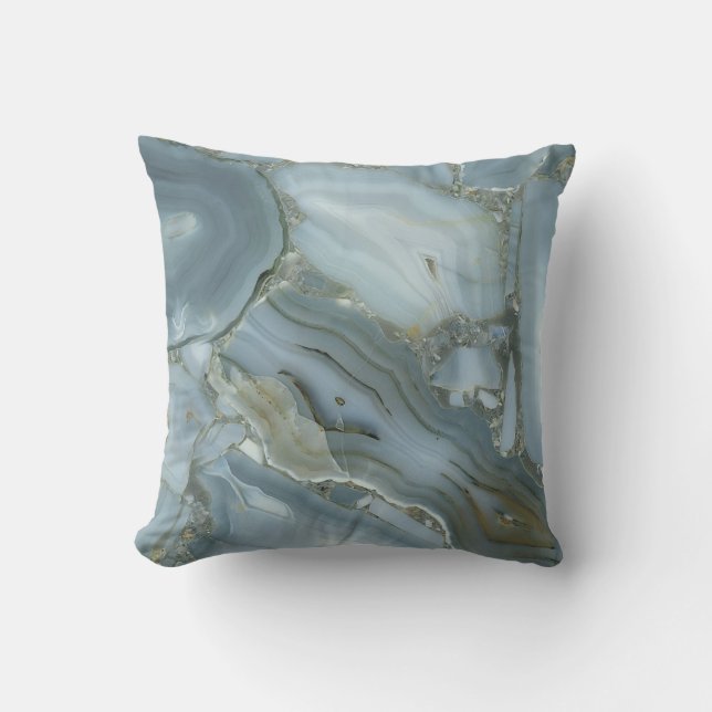 Coussin Marbre gris bleu avec Veine or (Recto)