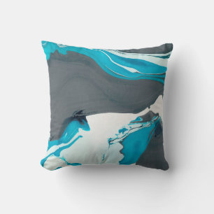 Coussin marbre gris et aqua