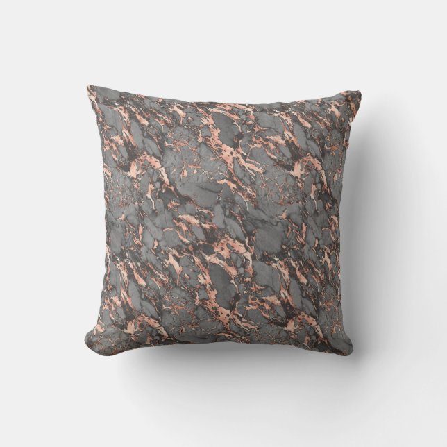 Coussin Marbre gris et or Rose (Recto)