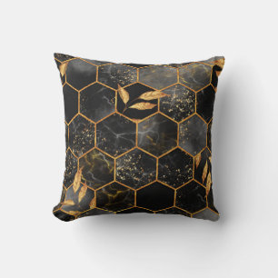 Coussin Marbre hexagone texture transparente avec feuilles