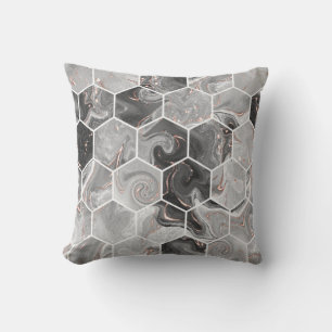 Coussin Marbre hexagone texture transparente avec motif or
