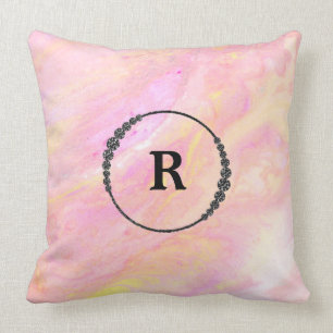 Coussin Marbre iridescent d'Abrstract de rose de