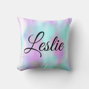 Coussin Marbre Liquide Holographique Écriture Bonbon Monog