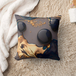 Coussin Marbre Liquide Or de Minuit
