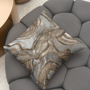 Coussin Marbre liquide - perle et or