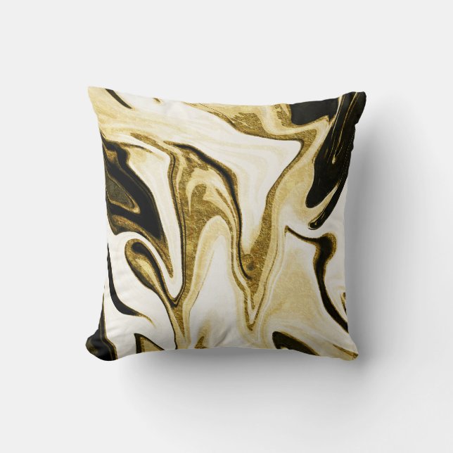 Coussin Marbre liquide rétro-numérique élégant Abstrait (Recto)
