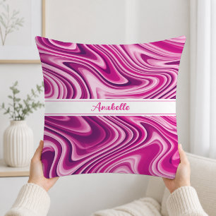 Coussin Marbre Liquide Rose Personnalisé