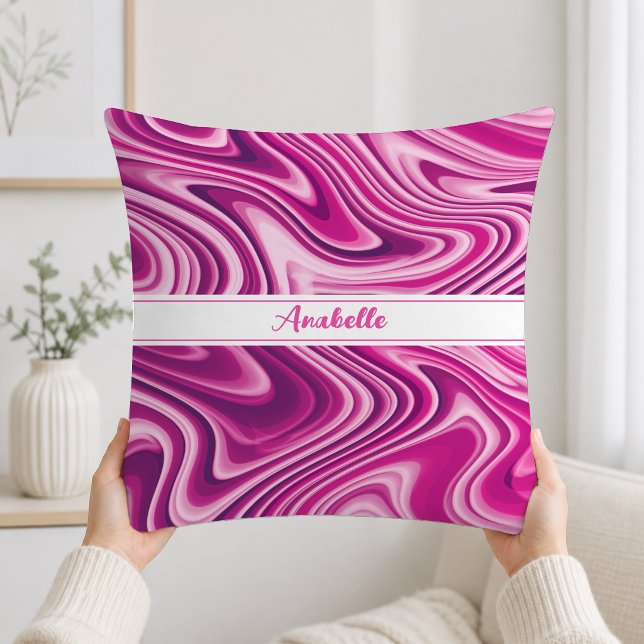 Coussin Marbre Liquide Rose Personnalisé (Créateur téléchargé)