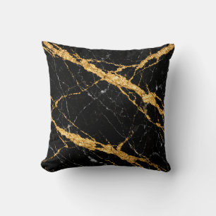 Coussin Marbre Luxe Noir et Or