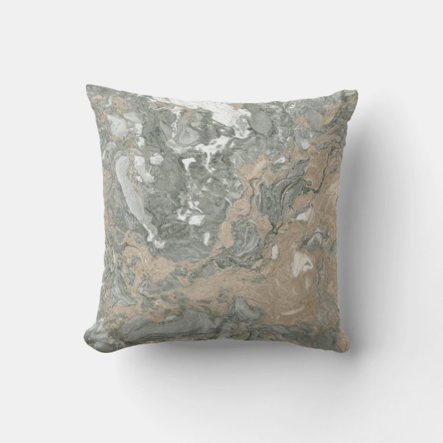 Coussin Marbre minimal Décor intérieur Ivoire Crème gris C (Recto)