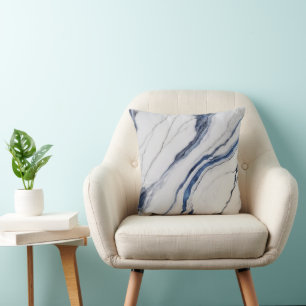 Coussin Marbre minimaliste blanc et bleu moderne