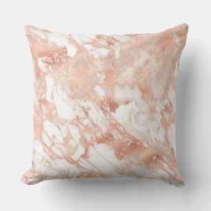 Coussin Marbre moderne blanc et or rose