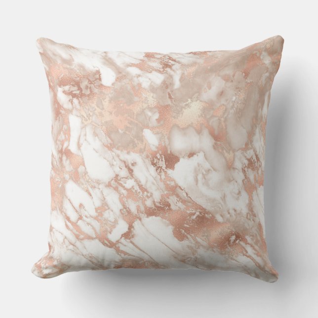 Coussin Marbre moderne blanc et or rose (Recto)