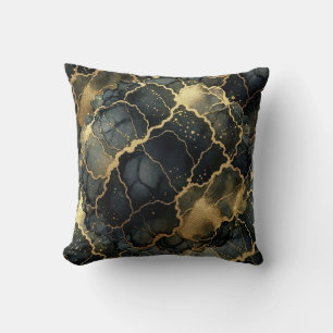 Coussin Marbre Moderne Noir + Luxe Or