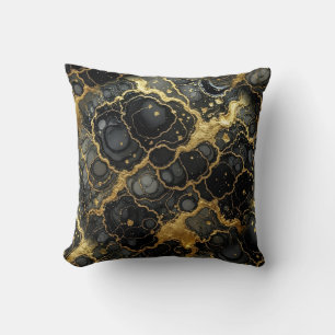 Coussin Marbre Moderne Noir + Luxe Or