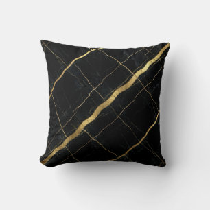 Coussin Marbre Moderne Noir + Luxe Or