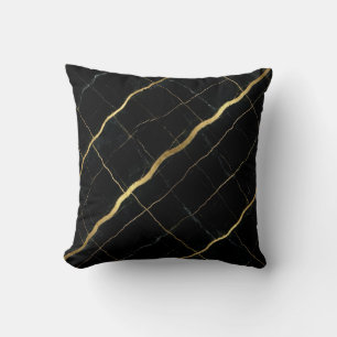 Coussin Marbre Moderne Noir + Luxe Or 