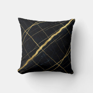 Coussin Marbre Moderne Noir + Luxe Or