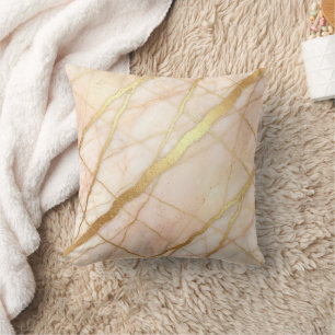 Coussin Marbre Moderne Rose + Luxe Or 