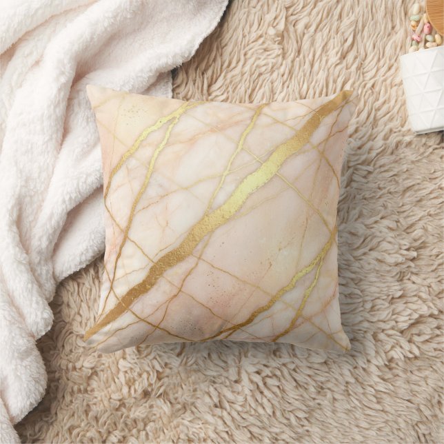 Coussin Marbre Moderne Rose + Luxe Or  (Couverture)