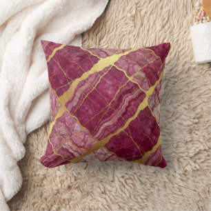 Coussin Marbre Moderne Rose + Luxe Or