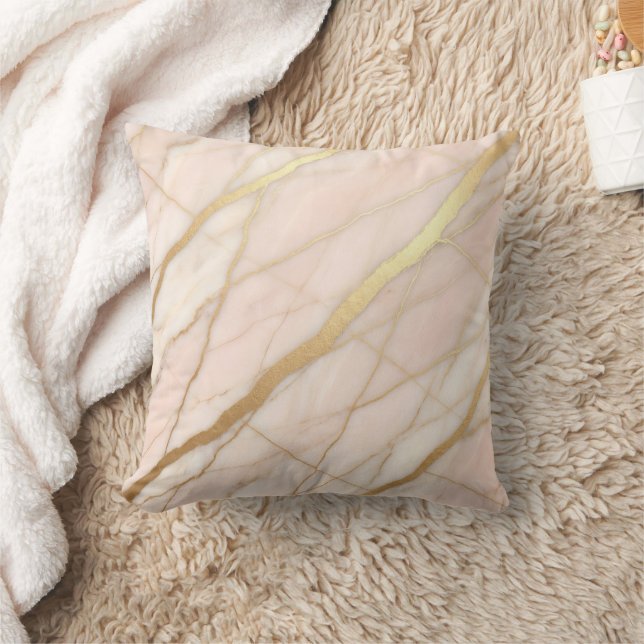 Coussin Marbre Moderne Rose + Luxe Or  (Couverture)