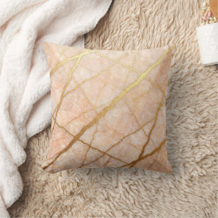 Coussin Marbre Moderne Rose + Luxe Or